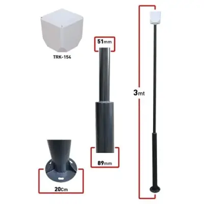 Kamera Direği 3 Metre (İNCE) Direk TRK-154 Küp ile Birlikte ( 7016 Düz Mat Antrasit Fırın Boyalı )