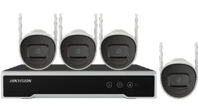 Hikvision NK42W0H-1T(WD)(D) 4 Kameralı 2 MP H.265 Wi-Fi Bullet Kamera Seti, 4 Kanal NVR, 1 TB HDD