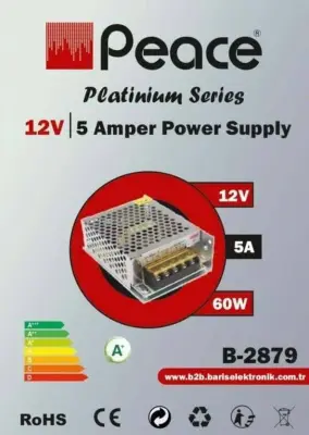 Peace B-2879 12V 5A SMPS Metal Kasa Adaptör