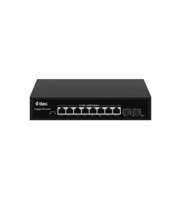 TTEC 10120P-2SFP 8 Portlu 10/100/1000 Gigabit Tak Çalıştır Switch 2 SFP 8 Port PoE 120W