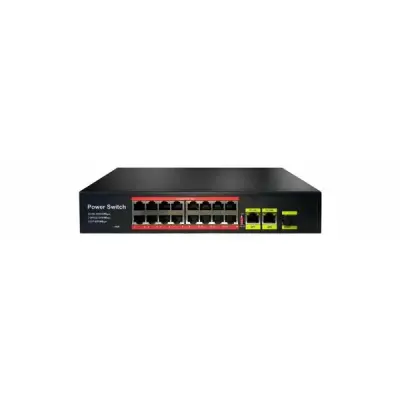 Uranium PoE-1621SFP-200W 16 Port 10/100 +2GE RJ45 +1XSFP Uplink PoE Rackmount Switch (realtek Chipset)