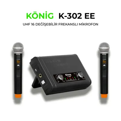 König K-302 Uhf Çift Kanal 2 El Mikrofon