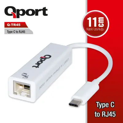 Qport Q-TR45 TYPE-C TO RJ45 Gıgabıt Ethernet Çevirici Adaptör