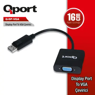 Qport Q-DP-VGA DisplayPort to VGA Çevirici Adaptör