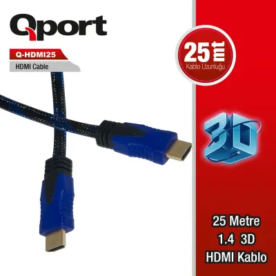 Qport Q-HDMI25 HDMI Kablo 25MT Ver1.4 Altın Uçlu 3D