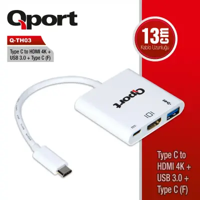 Qport Q-Thd TYPE-C TO DP 60Hz 4K 2MT Çevirici Kablo