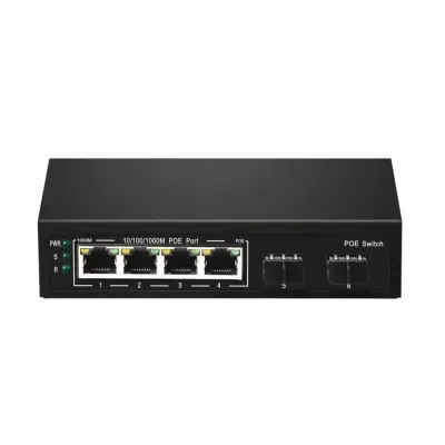 Starboard PS6G-42ES 4 Port Gigabit PoE / 2 Port SFP Uplink 65W Yönetilemez Switch
