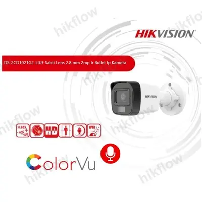 Hikvision DS-2CD1021G2-LIUF 2 MP Sabit Bullet Ağ Kamerası (Dahili Mikrofonlu)