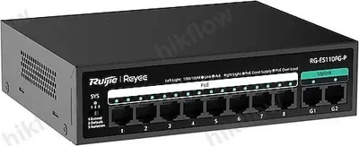 Ruijie Reyee RG-ES110FG-P 8 Port PoE+ 2 Gigabit Uplink Yönetilemez Switch 110 W