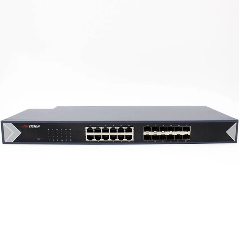 Hikvision DS-3E0524TF(B) 24 Portlu 12 Port Rj45 12 Port Fiber Yönetilemez L2 Gigabit Switch
