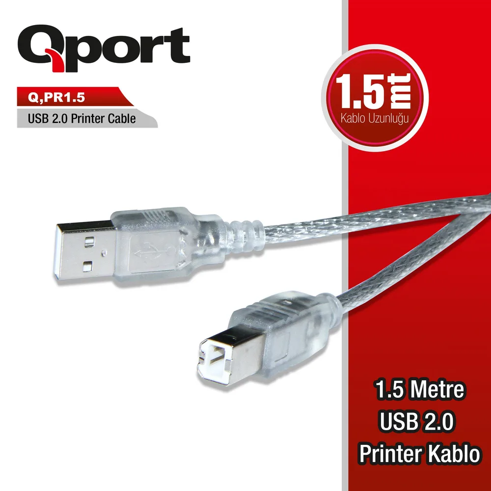 Qport Q-PR1.5 USB 2.0 Yazıcı Kablosu 1.5 MT