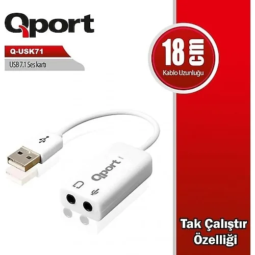Qport Q-USK71 USB TO Soundcard 7.1 USB Ses Kartı