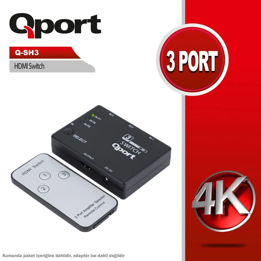 Qport Q-SH3 3 Port 4K HDMI Switch