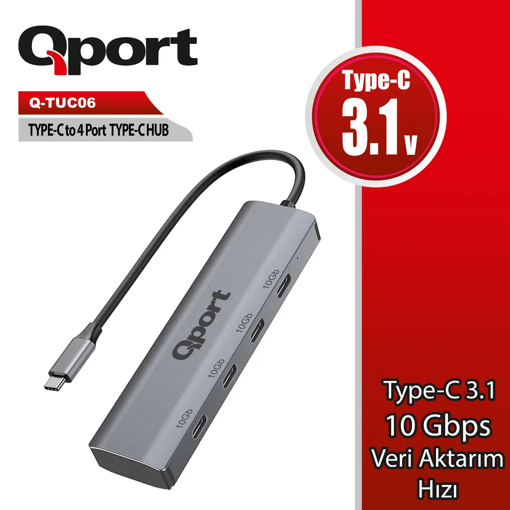 Qport Q-TUC06 4 Port TYPE-C TO TYPE-C Çoklayıcı
