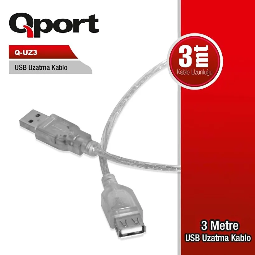 Qport Q-UZ3 USB 2.0 USB Uzatma Kablosu 3 MT