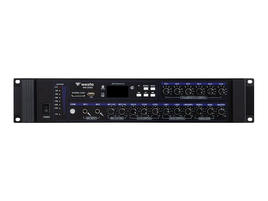 Westa WM-2500U - 6 Bölgeli 500W 100V Mixer Amfi