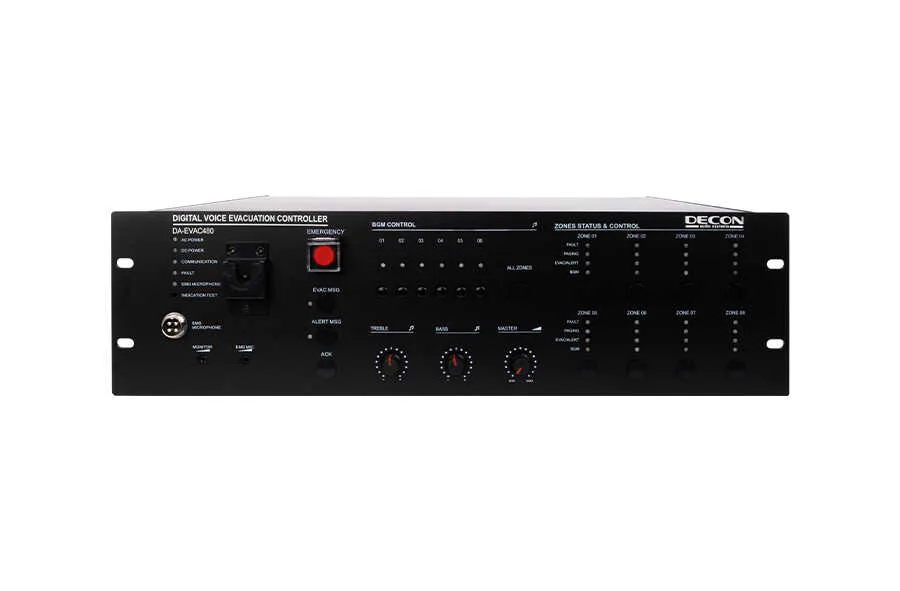 Decon DA-EVAC480 8 Bölge 500 W EN54-16 Acil Anons Kontrol Ünitesi