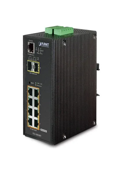Planet IGS-10020PT 8 Port Gigabit PoE+ 2 SFP Yönetilebilir Endüstriyel Switch 240 W