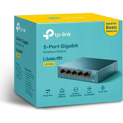 TP-Link LS105G 5 Port Gigabit Yönetilemez Masaüstü Switch Metal Kasa