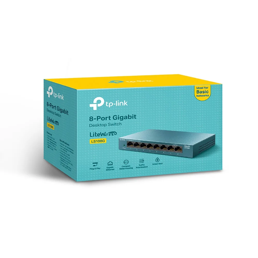 TP-Link LS108G 8 Port Gigabit Yönetilemez Masaüstü Switch Metal Kasa