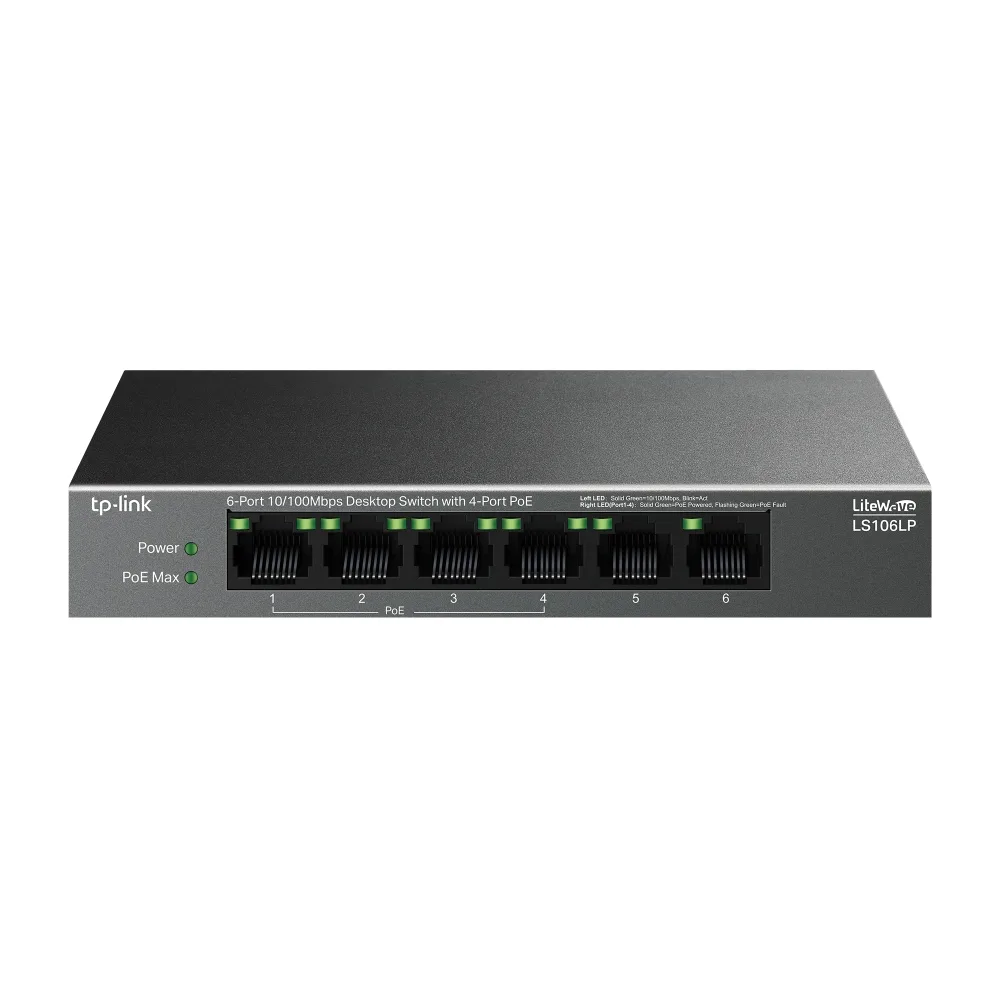 TP-Link LS106LP 6 Port 10/100 Mbps 4 Port PoE Masaüstü Switch