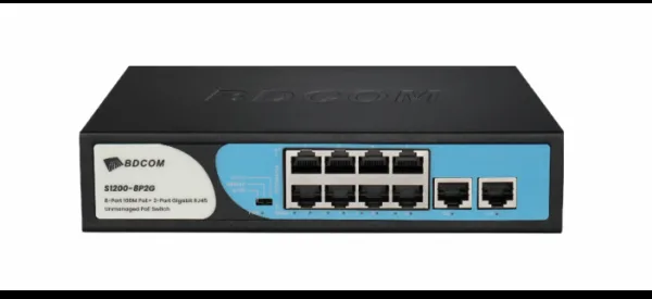 BDCOM S1200-8P2G 8 Port PoE+ 100Mbps/ 2 Port GE Uplink 90W Yönetilemez Switch