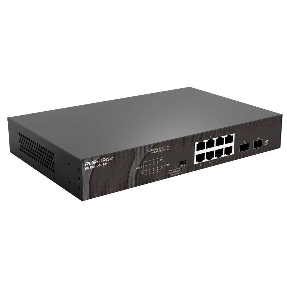 Ruijie Reyee RG-ES110GDS-P 8 Port Gigabit PoE+ 2 SFP Uplink Yönetilemez Switch