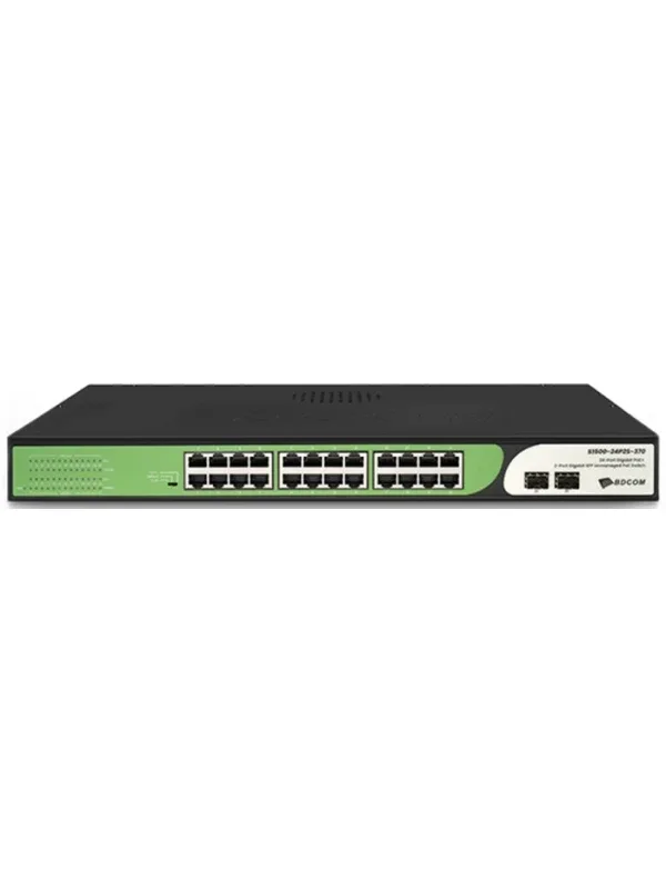 BDCOM S1500-24P2S-370 24 Port Gigabit PoE+ 2 SFP 370 W Yönetilemez Switch