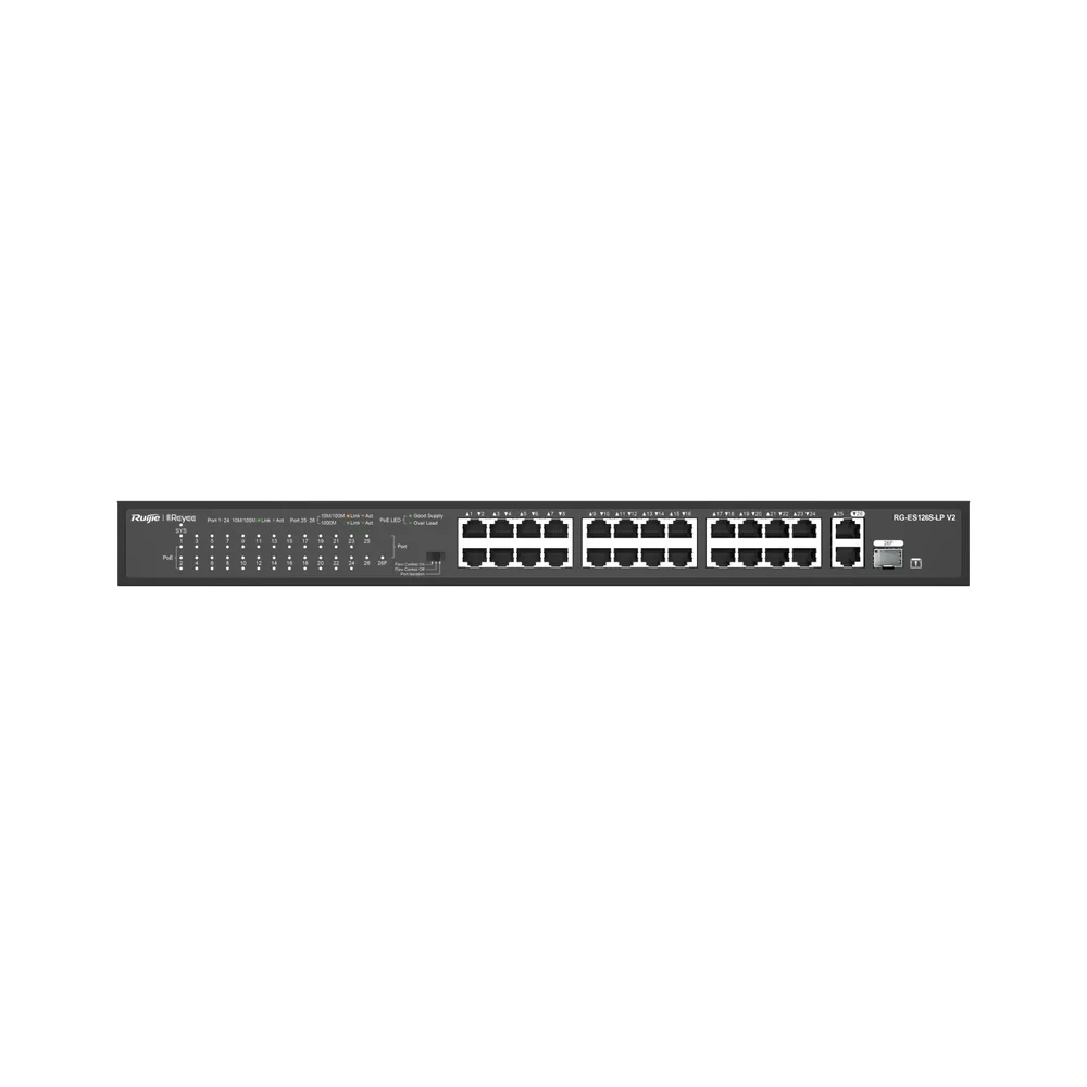 Ruijie Reyee RG-ES126G-P-L 24 Port Gigabit / 2 Port SFP 370W Yönetilemez Switch