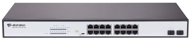 BDCOM S1518-16P 16 Port Gigabit PoE 2 Port SFP Uplink 240W Yönetilemez Switch