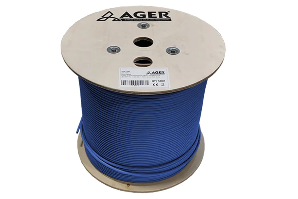 Ager AC-600-5-BL U/UTP 23 AWG Cat6 Kablo LS0H Helojen Free Mavi 250MHZ 500MT