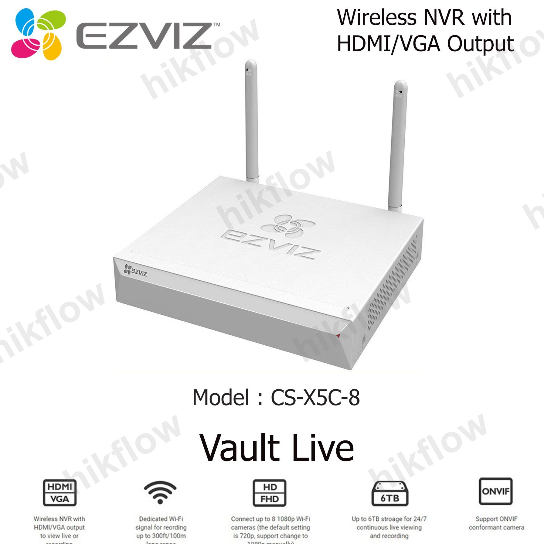 EZVIZ CS-X5C-4EU-B-2T 4 Kanal Kablosuz NVR (2TB HDD)