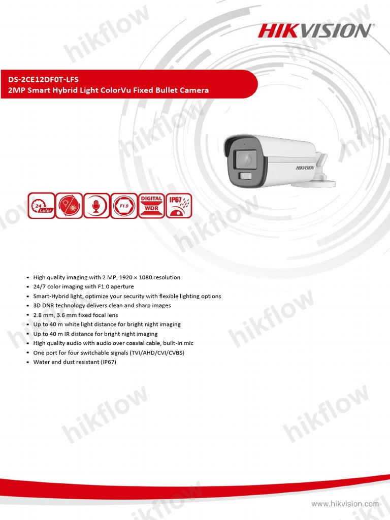 Hikvision DS-2CE72DF0T-LFS 2MP ColorVu Sesli Turret Kamera
